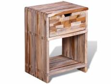 Vidaxl table de chevet avec tiroir bois de teck recyclé 241715
