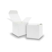 15 Boîtes De Dragées Mariage Papier Blanc Cube Brillant