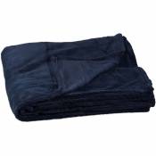 1x Couverture, polaire, grande taille, douce, plaid, jetée de lit, douillet 220x200 cm, lavable à 30°C, polyester, bleu