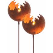2 bouchons décoratifs boule de feu en design rouille - env. ø 11 cm x 77 cm - set de 2 (petit)