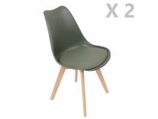 2 chaises design scandinaves rembourrées cocooning - vert kaki