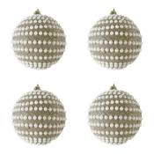 4 boules de Noël avec perles couleur dorée en plastique