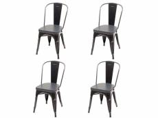 4x chaise de salle à manger hwc-h10e,métal,similicuir chesterfield,gastronomie,design industriel ~ noir-gris