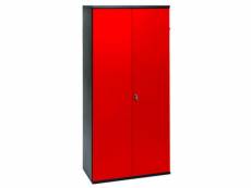 Armoire de bureau métallique 2 portes rouge et noir folia l 80 x h 160 x p 41 cm