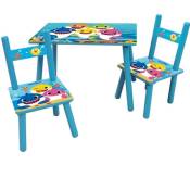 Baby shark table rectangulaire 41,5x61x42 cm + 2 chaises 49,5x31x31,5cm pour enfant