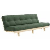 Banquette convertible futon lean pin coloris vert olive couchage 130190 cm. - vert