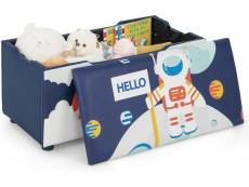 Costway coffre à jouets avec couvercle amovible,banc de rangement jouet avec siège rembourré,motif de astronaute,75 x 36 x 38 cm,salon,chambre d'enfan