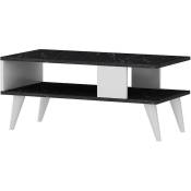 Cotecosy - Table basse style scandinave Jatte L90xH40cm Blanc et Effet marbre Noir - Noir