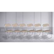 Dmora - Ensemble de six chaises pliantes, couleur sable,