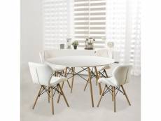Ensemble table + 4 chaises Stockholm Quilted blanc