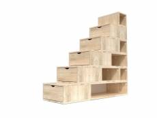 Escalier cube de rangement hauteur 150cm vernis naturel