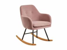 Finebuy fauteuil à bascule 71x76x70cm fauteuil relax design velours bois | chaise berçante avec structure | chaise de relaxation rembourrée fauteuil à