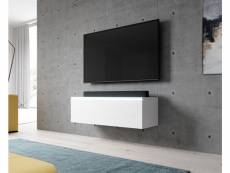 FURNIX meuble tv/ meuble tv suspendu Bargo 100 x 32 x 34 cm style contemporain blanc mat/ blanc brillant sans LED