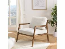 Gaston - fauteuil en tissu écru, structure et accoudoirs