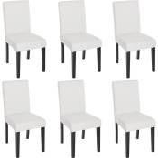HHG - Lot de 6 chaises de séjour Littau simili-cuir, blanc mat, pieds foncés - white
