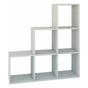 Hucoco - salerno - Etagère escalier contemporaine 6 niches/casiers/cubes 30x115x115 cm - Bibliothèque moderne - Meuble de rangement