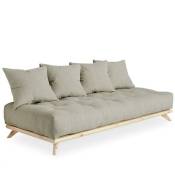 Inside75 - Canapé convertible futon senza pin naturel tissu lin couchage 90 cm. - beige