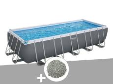 Kit piscine tubulaire Bestway Power Steel rectangulaire 6,40 x 2,74 x 1,32 m + 10 kg de zéolite