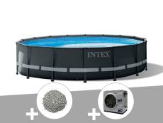 Kit piscine tubulaire Intex Ultra XTR Frame ronde 4,88 x 1,22 m + 20 kg de zéolite + Pompe à chaleur