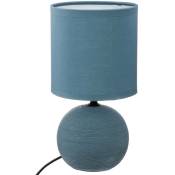 Lampe céramique Timéo bleu strié H25cm - Atmosphera