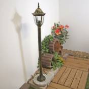 Lampe de Chemin IP44 E27 105,5 cm Verre Aluminium Rustique Lampadaire extérieur Cour Maison - Or antique - Or antique