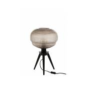 Lampe Table Teri Tripod Verre/Bois Gris/Noir - l 30 x l 30 x h 47 cm