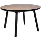 Les Tendances - Table ronde extensible intérieur ou extérieur Katty-Couleur Chêne clair-Largeur 120 à 160 cm