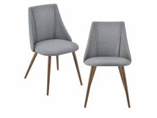Lot de 2 chaises de salle à manger cuisine rembourrée en textile pieds métal siège fauteuil de salon 83 cm gris helloshop26 03_0005731