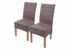 Lot de 2 chaises de salle à manger kubu rattan design rustique rotin marron 04_0000178