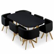 MENZZO Table et chaises Oslo XL Noir et Simili Noir