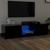 Meuble tv avec lumières led noir 140x40x35,5 cm