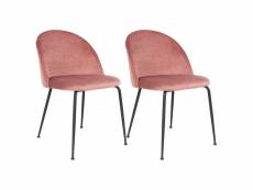Meyrin - lot de 2 chaises velours rose et pieds métal noir