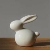 Mini mignon simple blanc en céramique salon chambre bureau animal lapin en céramique