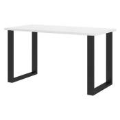 Mobilier1 - Table Tucson 136, Blanc + Noir, 75x67x138cm,
