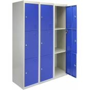 Monster Shop - MonsterShop Lot de 3 casiers de rangement en métal à 3 portes en acier verrouillable Bleu et gris Ecole Gym Vestaire [Aimants