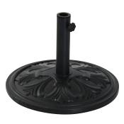 Outsunny Pied de parasol rond base de lestage Ø 48 x 34H cm ciment HDPE motif fleurs de lys poids net 13 Kg noir