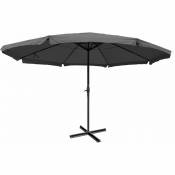 Parasol pour jardin terrasse Ø 5m polyester alu 28kg anthracite sans pieds de parasol - noir