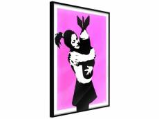 Paris prix - affiche murale encadrée "banksy bomb hugger" 30 x 45 cm noir