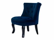 Petit fauteuil crapaud velours chaise de coiffeuse chaise cuisine rembourrée avec pieds noirs pour salle à manger, salon, entrée & chambre, navy