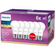 Philips - ampoule led E27, 100W, Blanc chaud, lot de 6