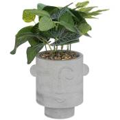 Plante artificielle en pot en ciment H26cm gris - Atmosphera créateur d'intérieur - Gris