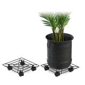 Relaxdays - Support roulant pour plantes, 2, rond,