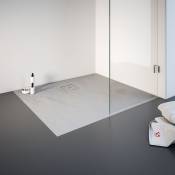 Schulte - Receveur de douche de plain-pied, d�cor effet Pierre gris, r�sine min�rale rectangle 90 x 100 cm