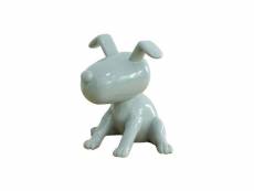 Statue chien assis avec peinture grise h28 cm - grey snoop
