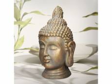 Statue de tête de bouddha 53cm en bronze polyrésine recherche de yoga 390001776
