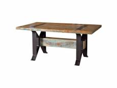 Table à manger en bois recyclé multicolore - longueur 165 x profondeur 100 x hauteur 76 cm
