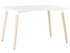 Table à manger table repas rectangulaire en bois bouleau et mdf coloris naturel/blanc - longueur 120 x hauteur 74 x profondeur 80 cm
