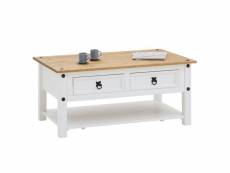 Table basse campo rectangulaire en pin massif blanc