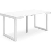 Table console extensible, Console meuble, 160, Pour 8 personnes, Pieds bois massif, Style moderne, Blanc - Skraut Home