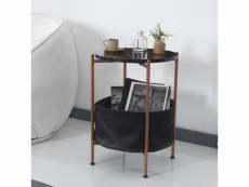 Table d'appoint suonenjoki avec panier de rangement 59 x 47 cm marbre noir / bronze / noir [en.casa]